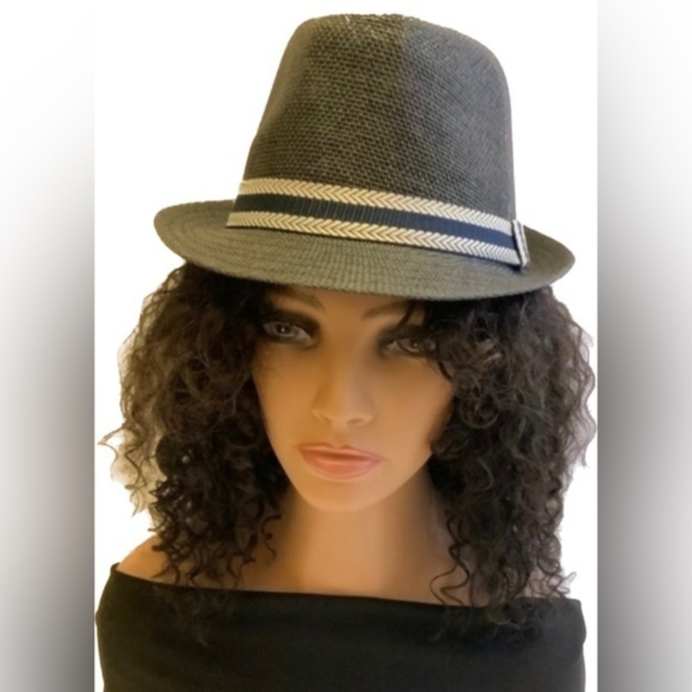 Chevron print ribbon Fedora
